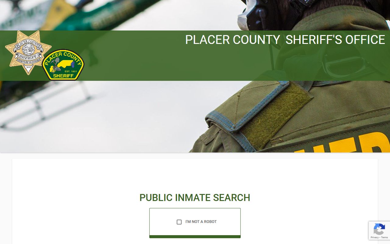 Placer County Sheriff ATIMS inmate search system