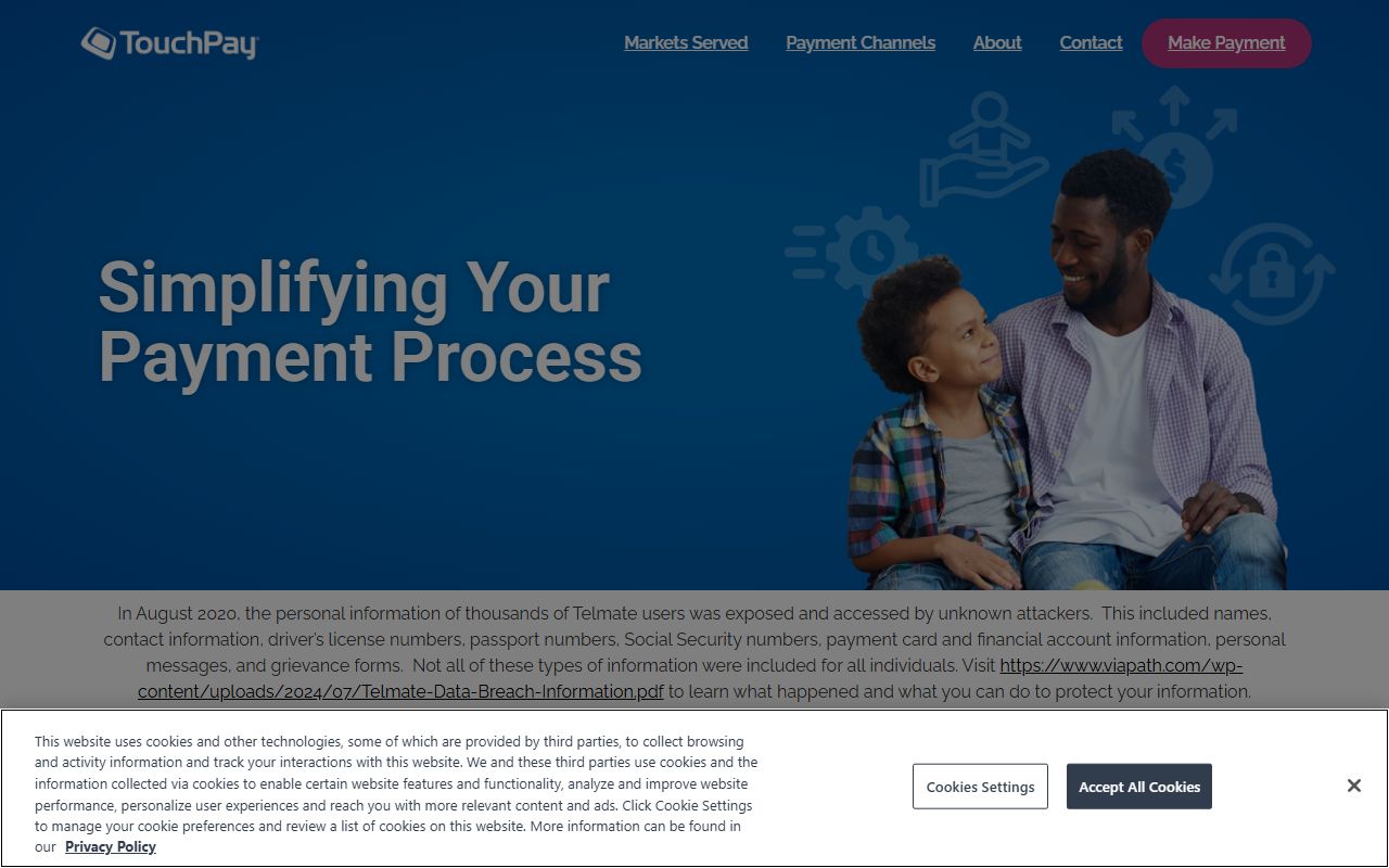 TouchPay inmate services and locator website